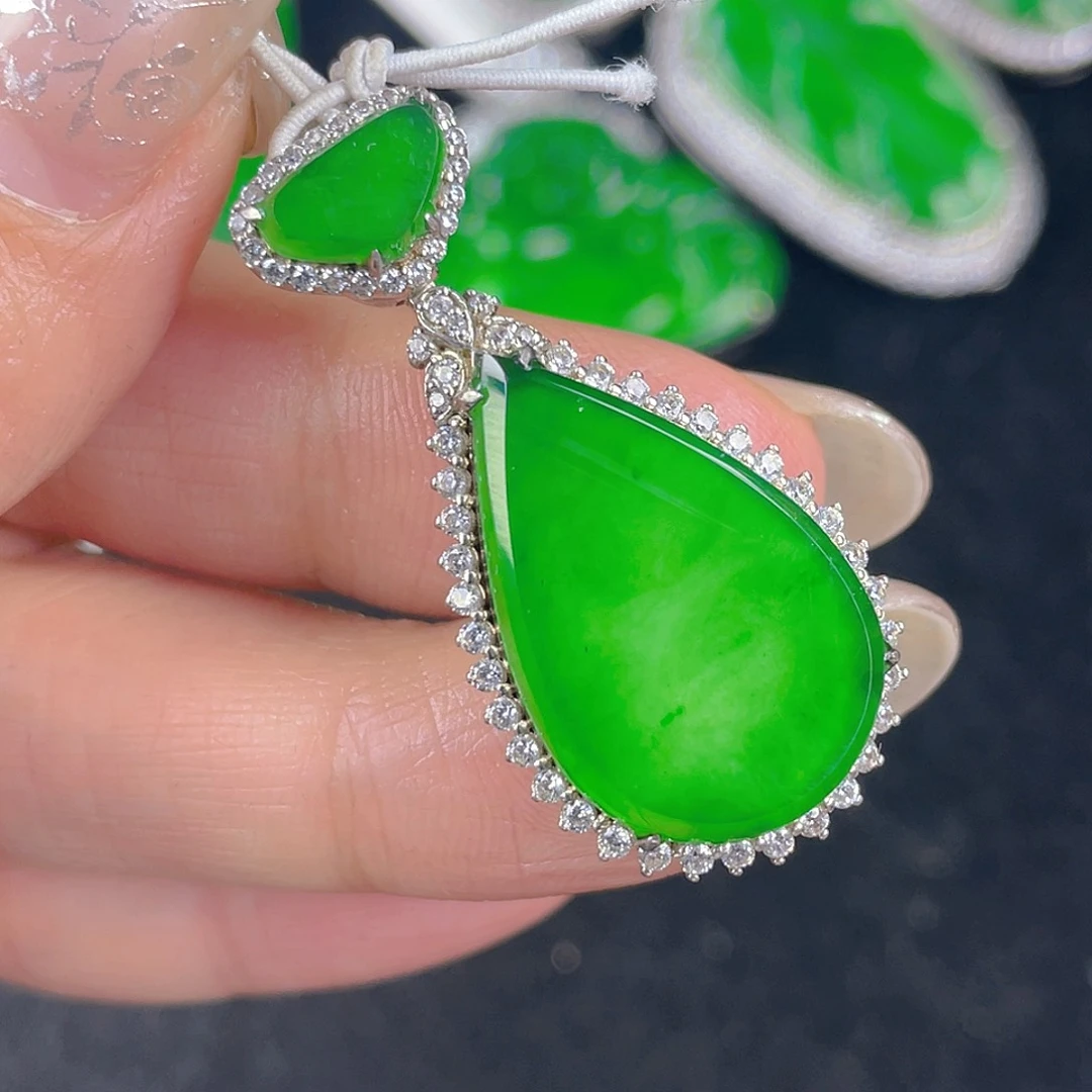 翡翠吊坠(不含链)银S925镶嵌