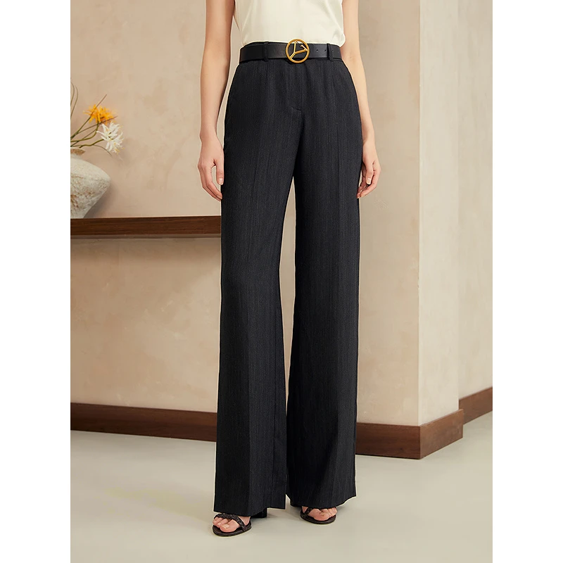 YINER音儿夏 新款薄款法式优雅高腰直筒阔腿休闲长西裤8C35220250