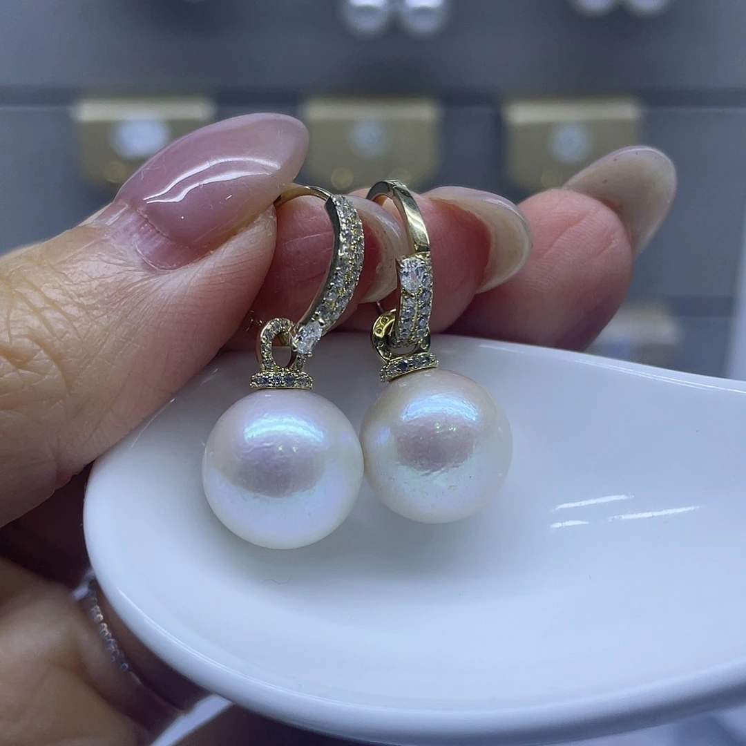 银S925镶嵌耳饰淡水珍珠