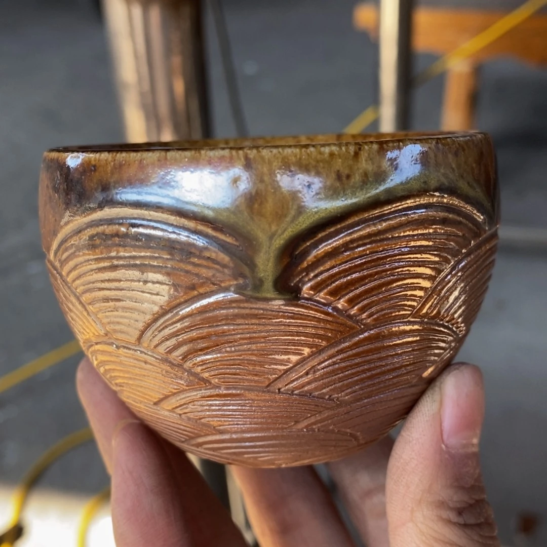 缠***莲陶通红系列主人杯微瑕