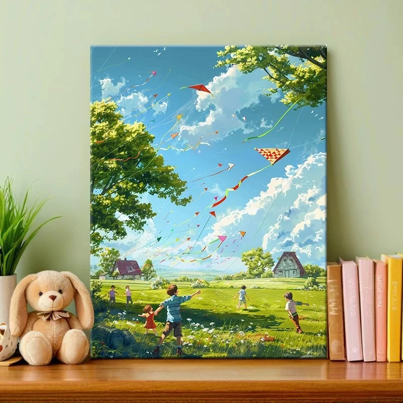 春日风筝|数字油画diy真心遮盖六代颜料填色涂色手绘礼物油彩装饰