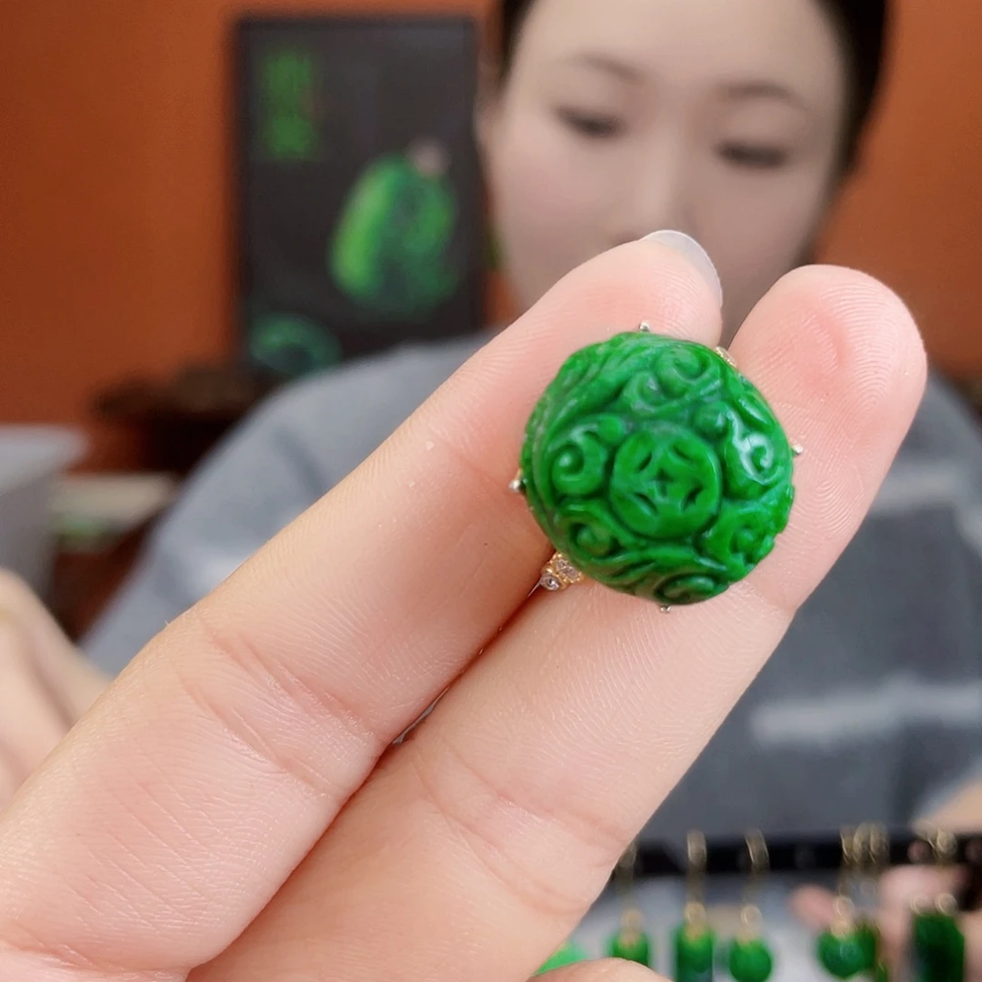 翡翠银S925镶嵌耳饰
