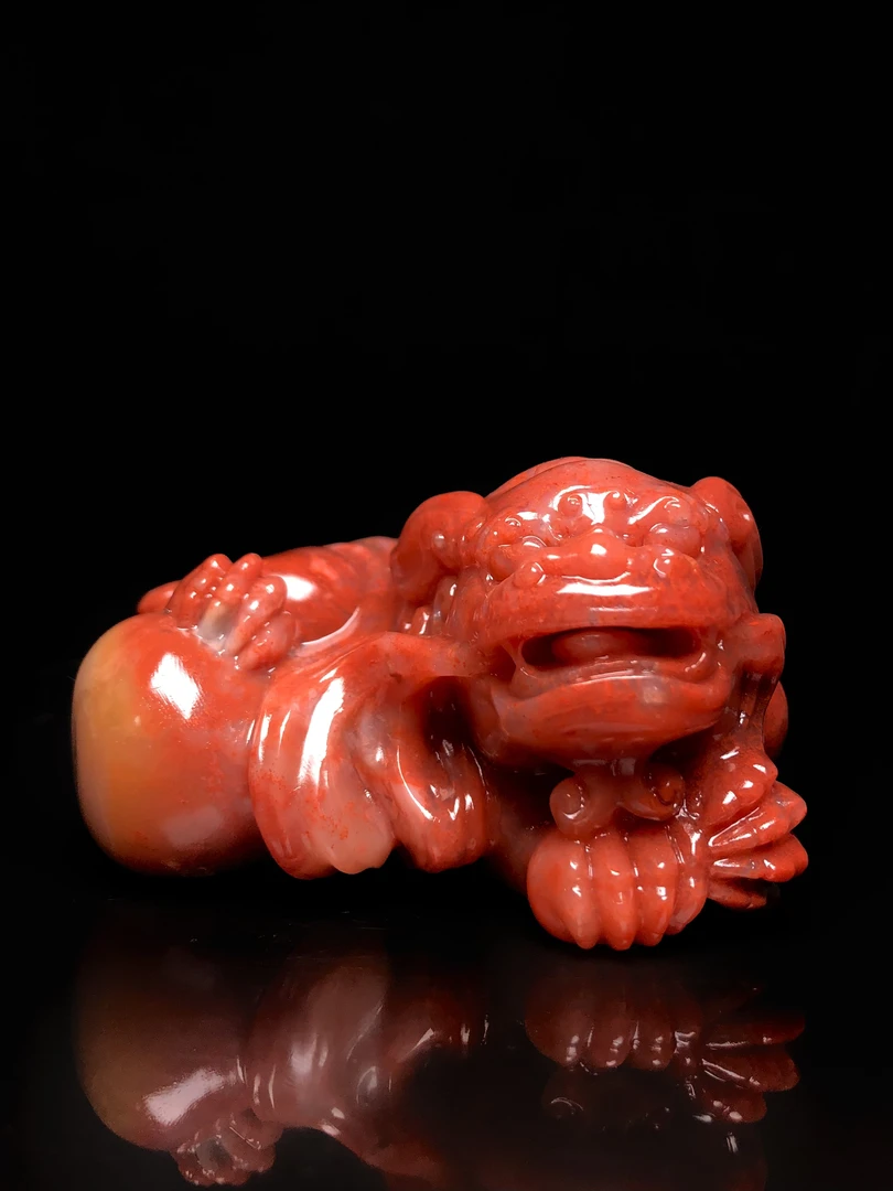 寿山石瑞兽貔貅狮子手把件