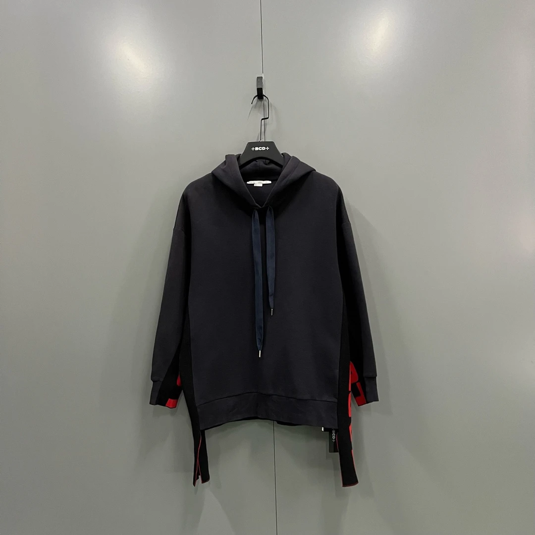 99新 maje (ll) Stella McCartney 黑色拼接帽衫 40码/305593