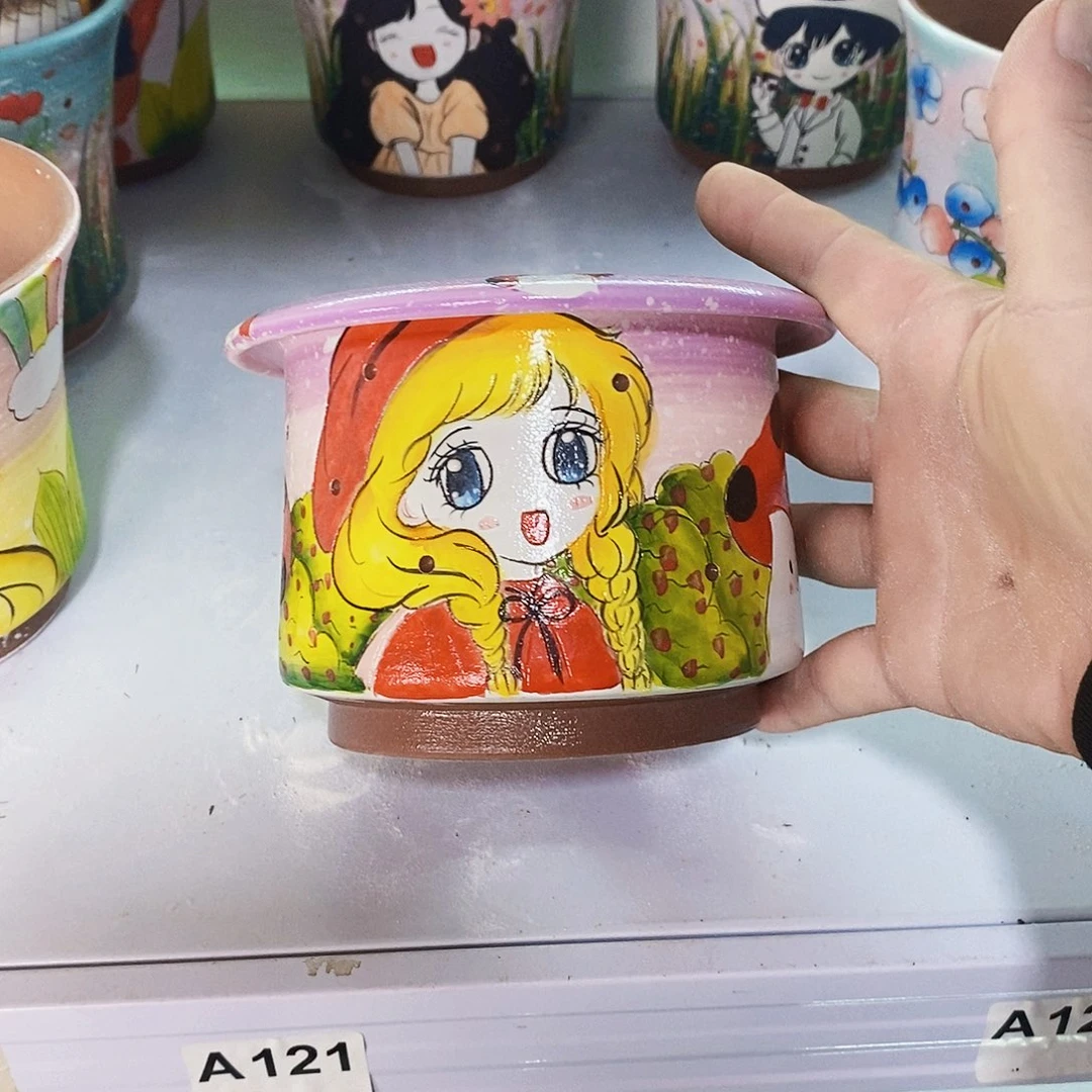 紫砂花盆手绘花盆满28包邮