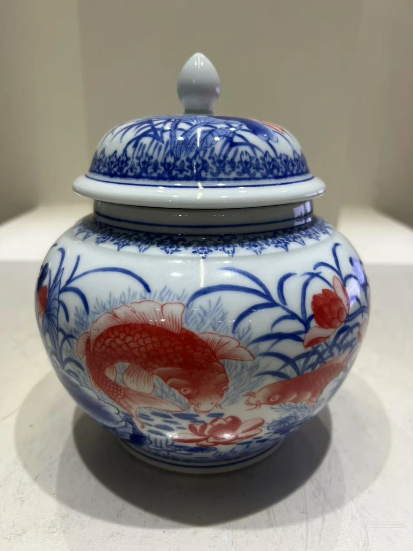 【孙建弘严选】青花釉里红荷塘月色储物罐