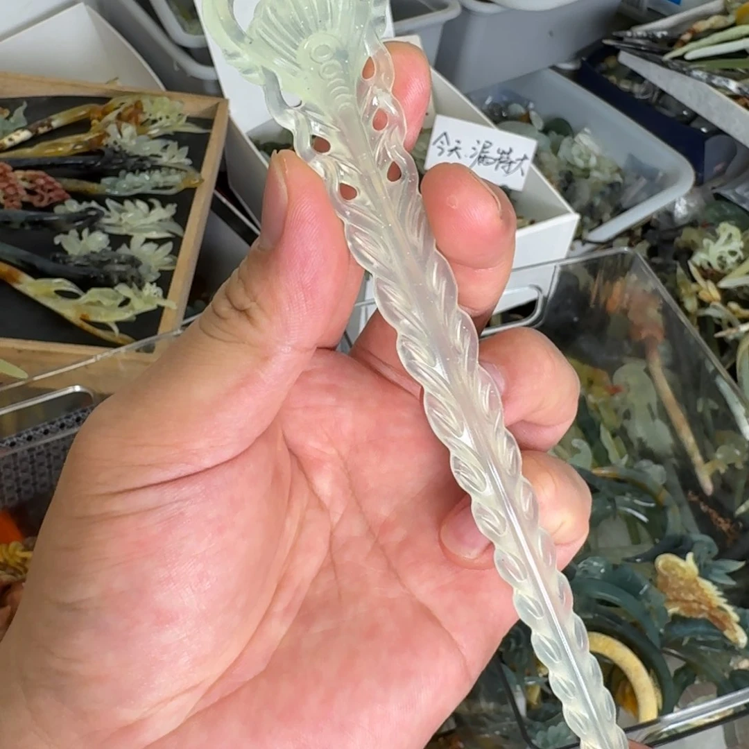 岫玉未镶嵌发饰明君玉簪就是好看