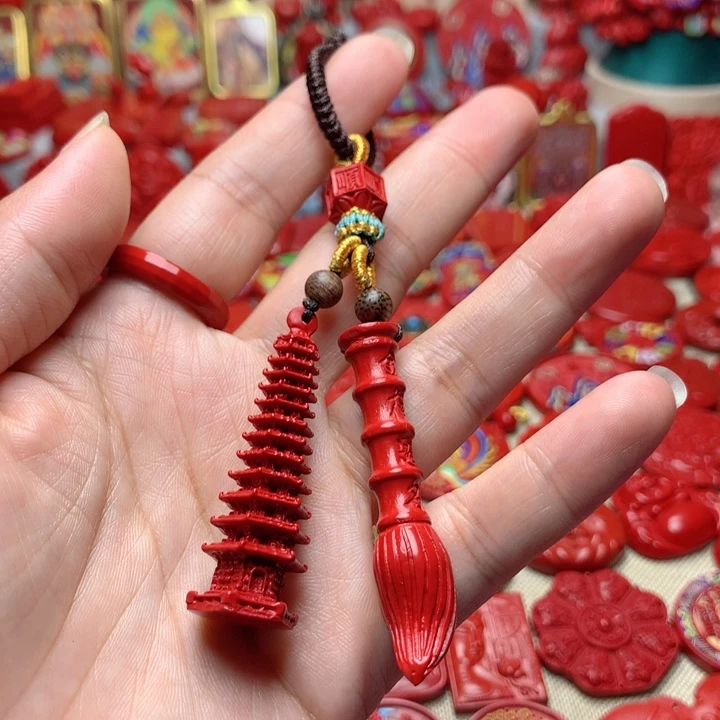 天然辰砂工艺品朱砂钥匙扣