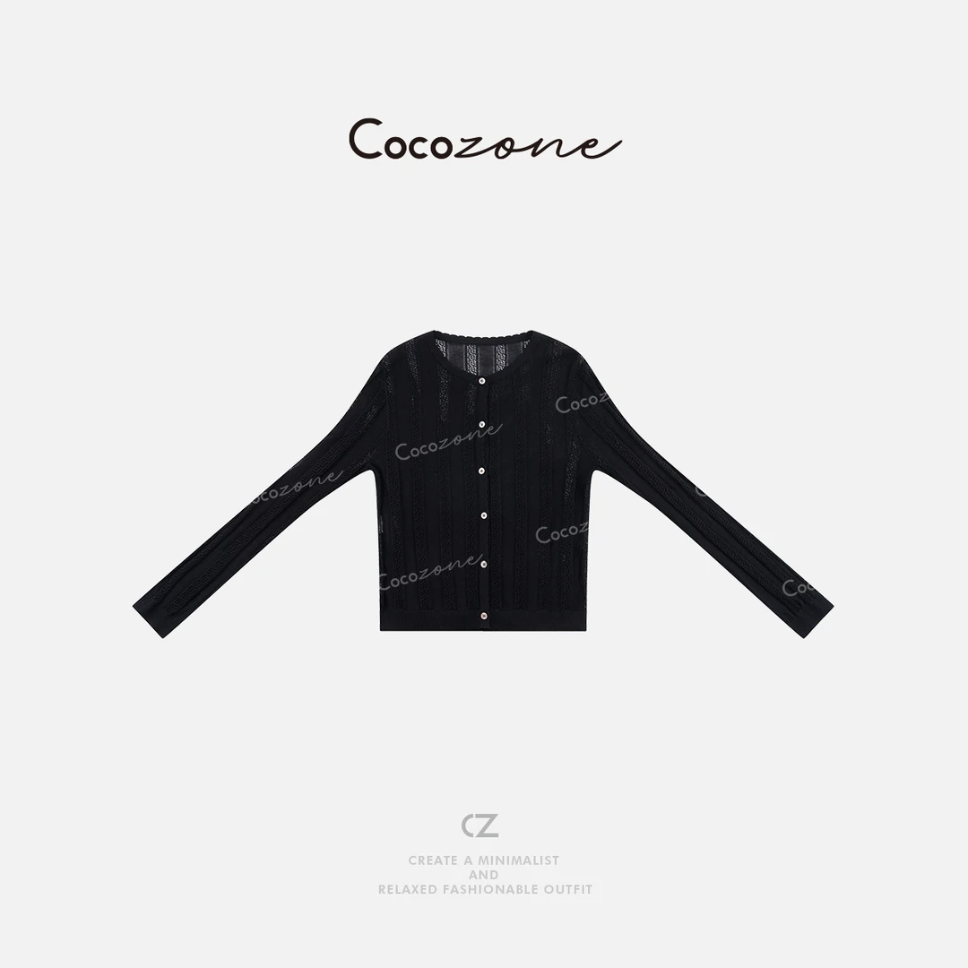 COCO ZONE 刘一一 【莱赛尔混纺】单排扣镂空毛织两件套CD1A0879