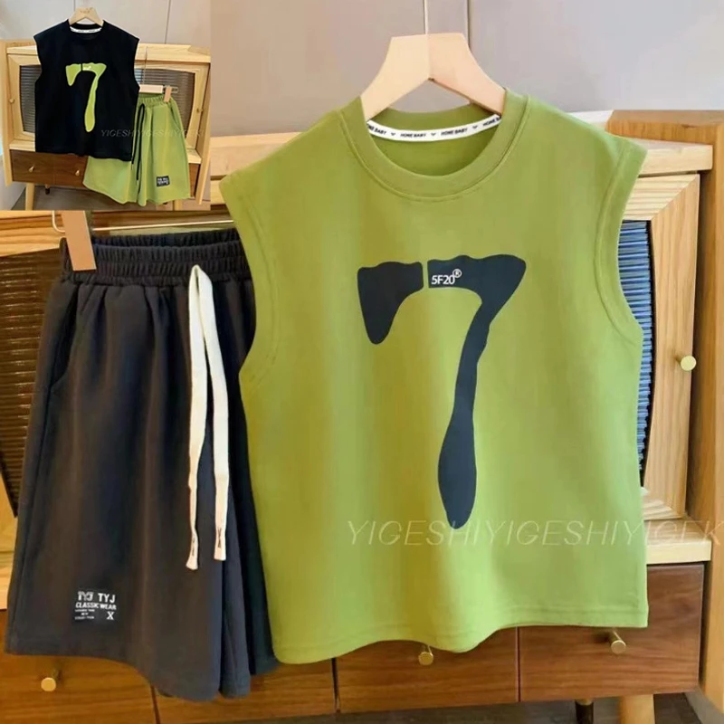 男童背心套装夏季薄款帅气网红衣服时尚潮流舒适韩版中大童韩版