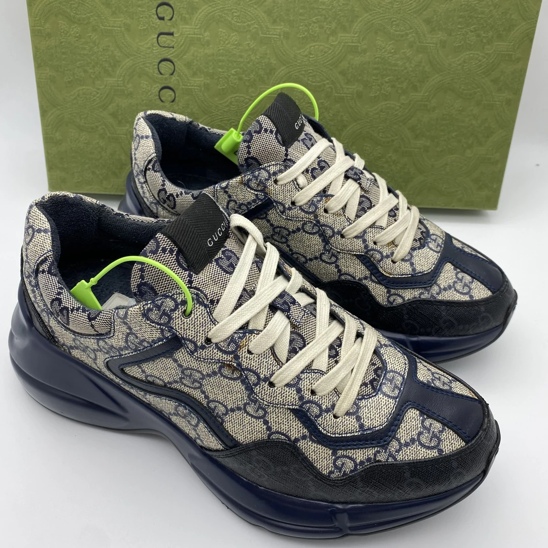 95新 GUCCI/古驰 /39.5欧码 二手男款 双G老花拼接时尚运动老爹鞋