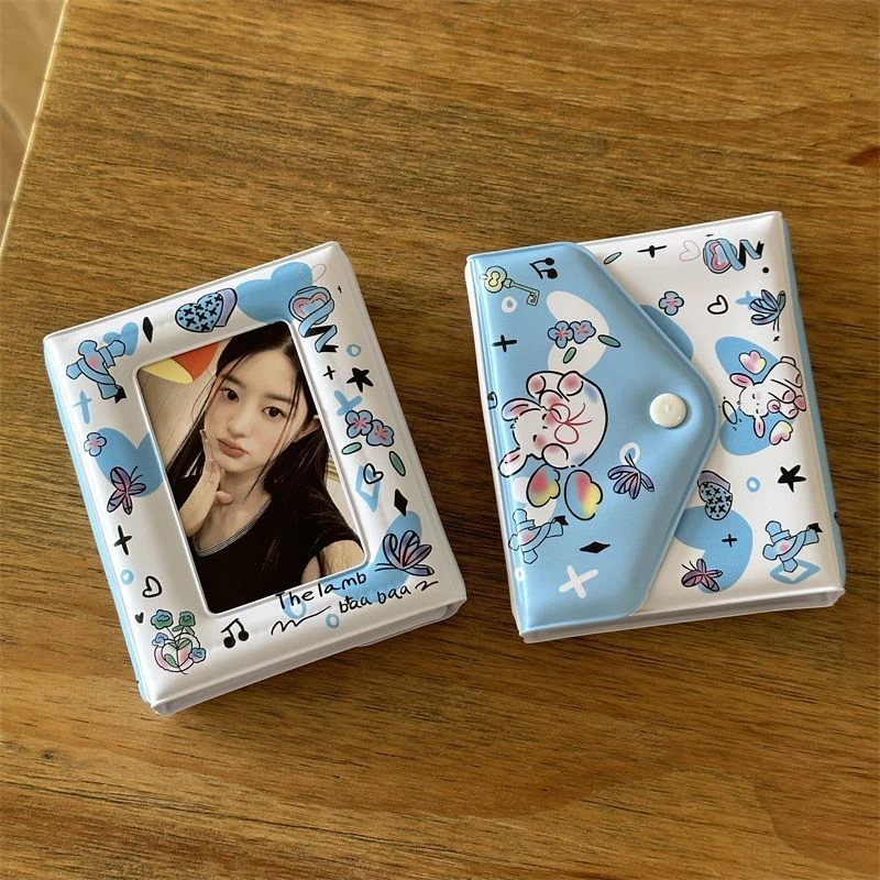 原创ins风蓝色天使小羊一宫格卡册按扣3寸拍立得相册爱豆小卡卡包