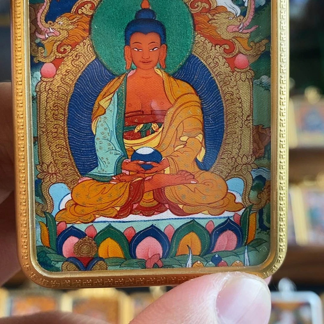 吊坠阿弥陀佛，纯手绘唐卡