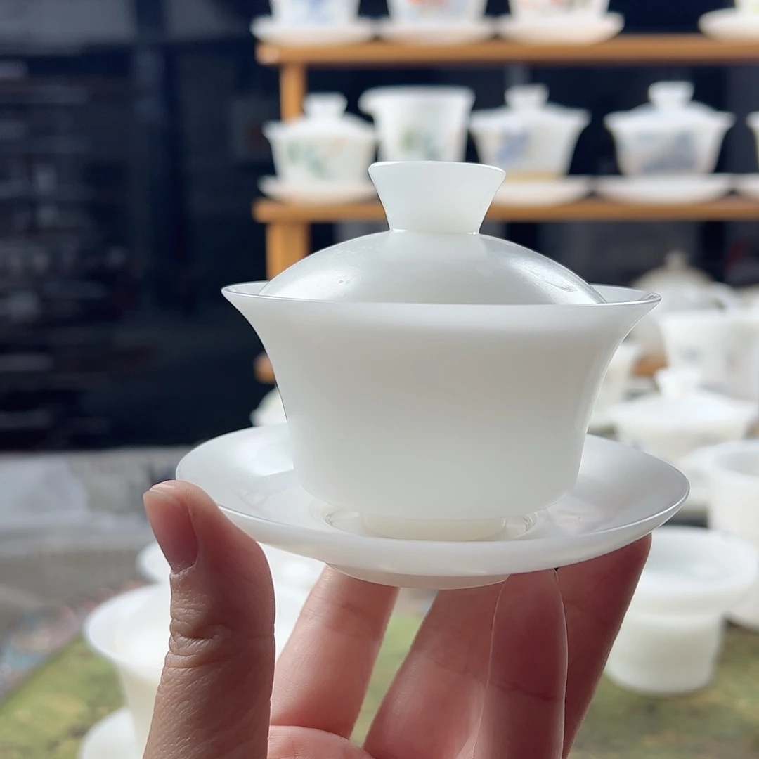 素烧璞玉小马蹄盖碗满容120ml