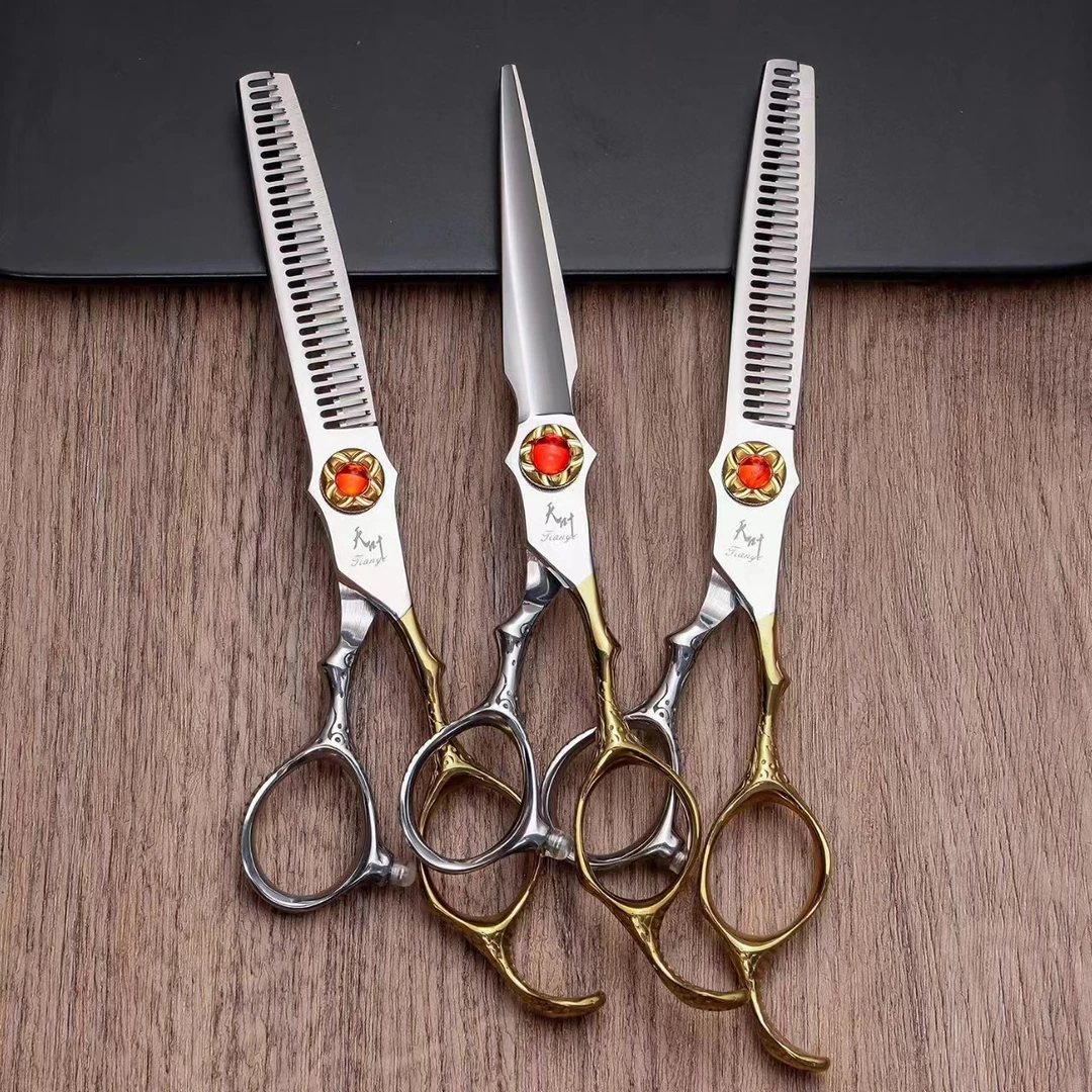 DB-PY-39天叶精密磨金蛇尾美发剪刀平剪无痕常规牙剪发廊碎发剪