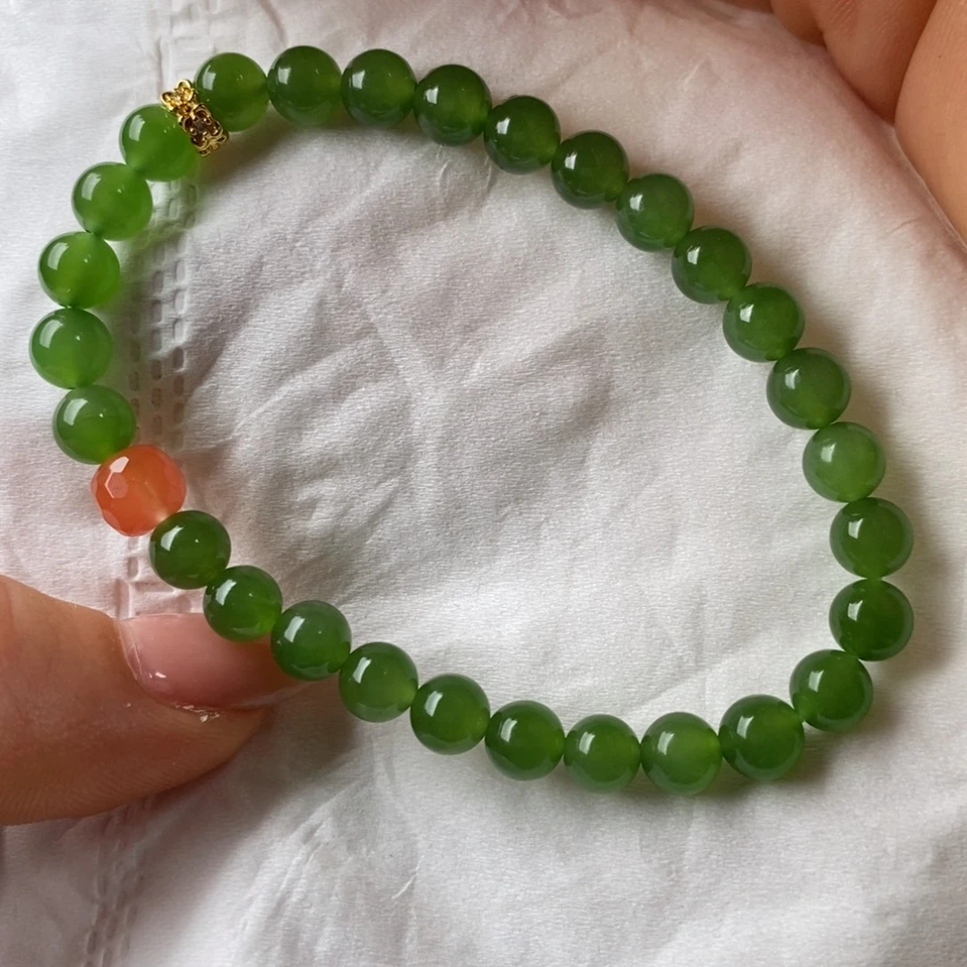 和田玉未镶嵌手串俄碧手串6mm