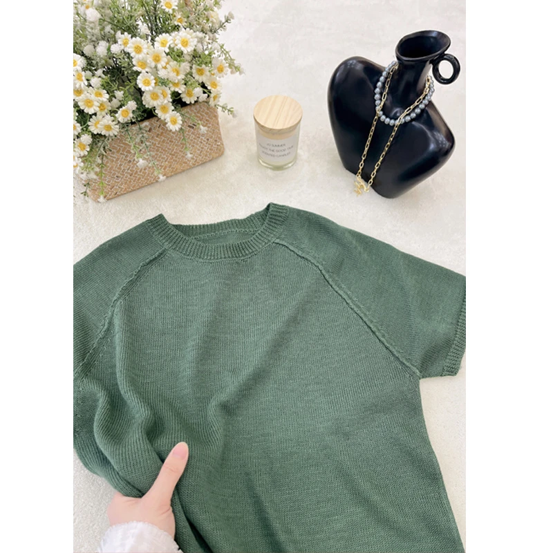 /青璃/时尚高级感软糯短袖针织衫女款夏季新款温柔风显瘦减龄上衣