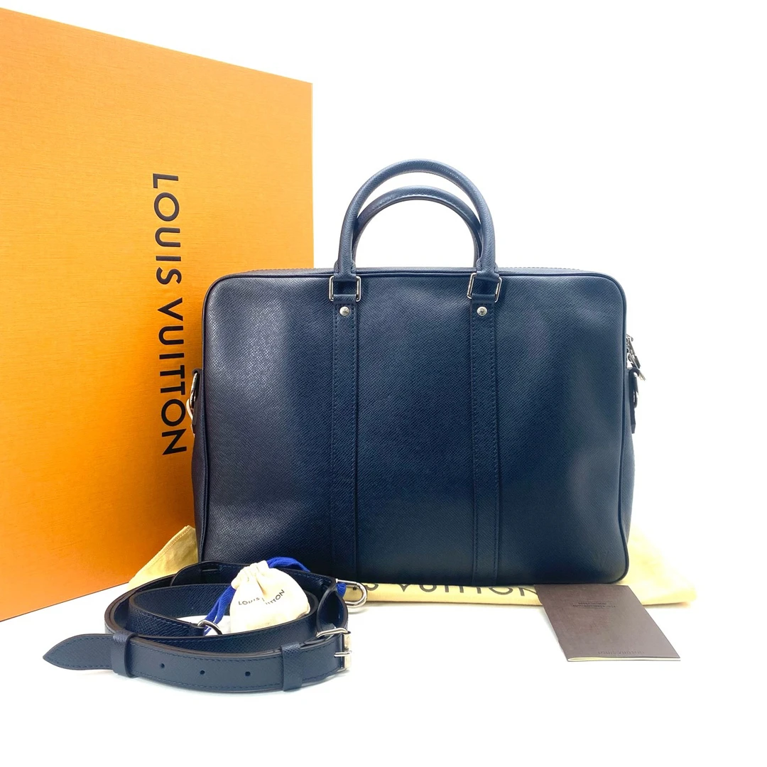 全新未使用 LouisVuitton/路易威登 藏青色全皮公文包 尺寸37/28