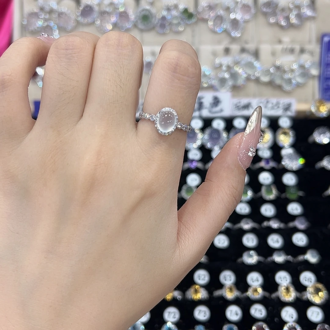 *****蛇纹石玉银S925镶嵌戒指