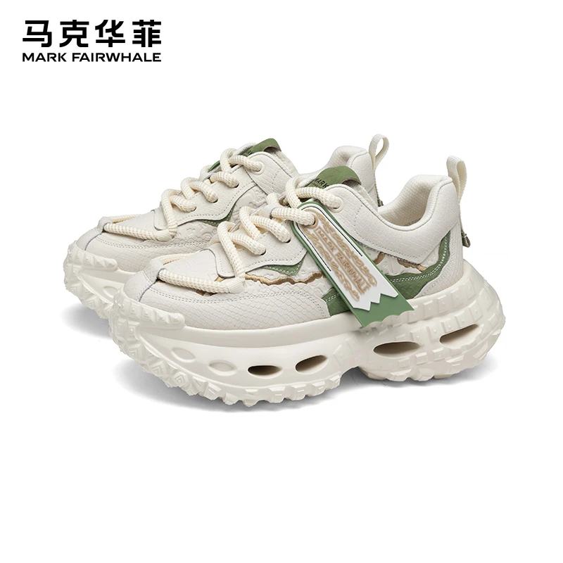 马克华菲情侣老爹鞋2025秋季新款厚底增高轮胎男士运动休闲潮鞋子