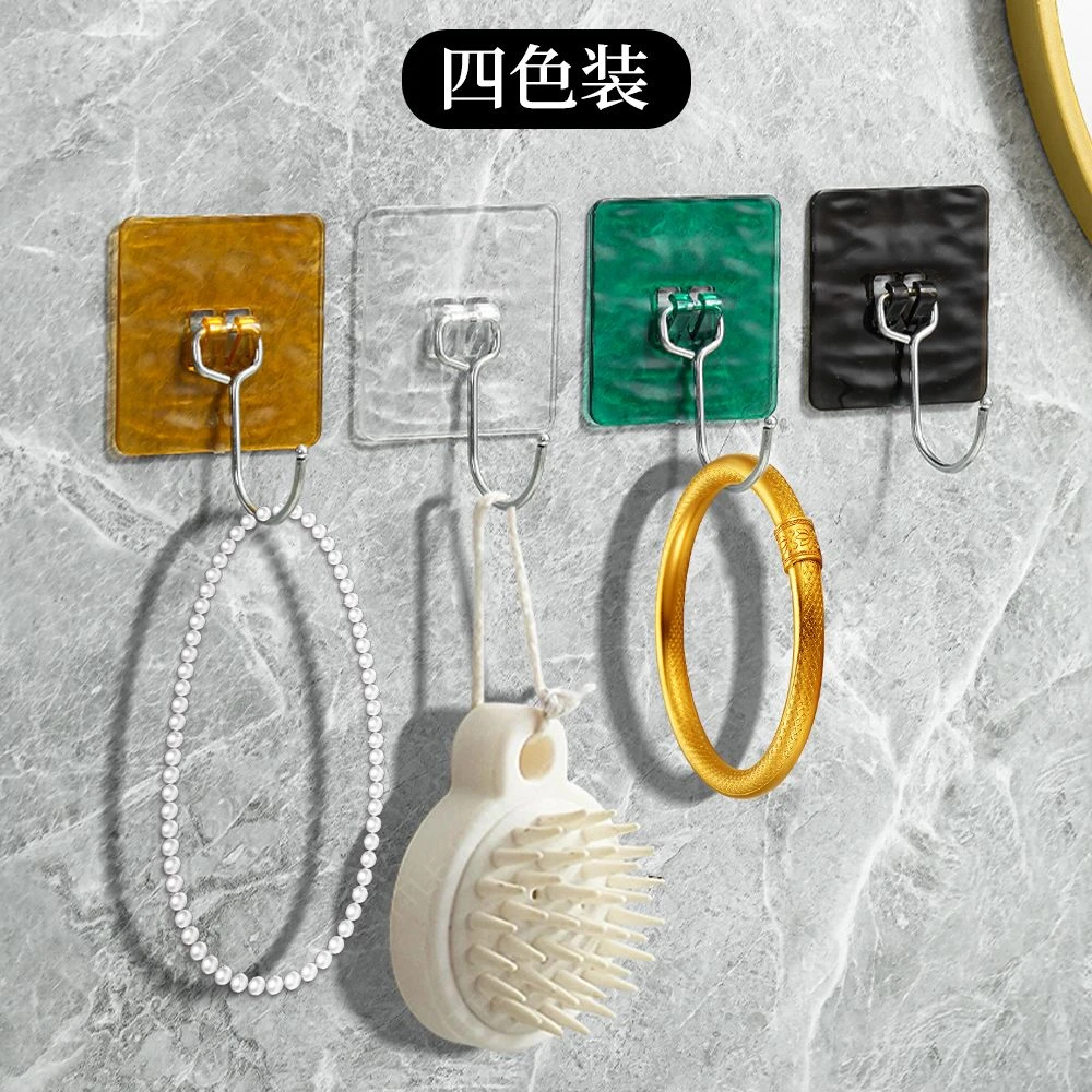 轻奢冰川纹10个免打孔无痕大挂钩胶粘透明加大款粘钩加固创意钩子