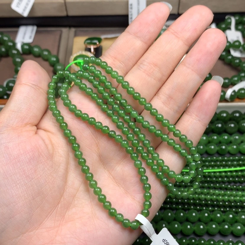 【闪购商品】颈饰未镶嵌和田玉（碧玉）4m冰阳绿无黑