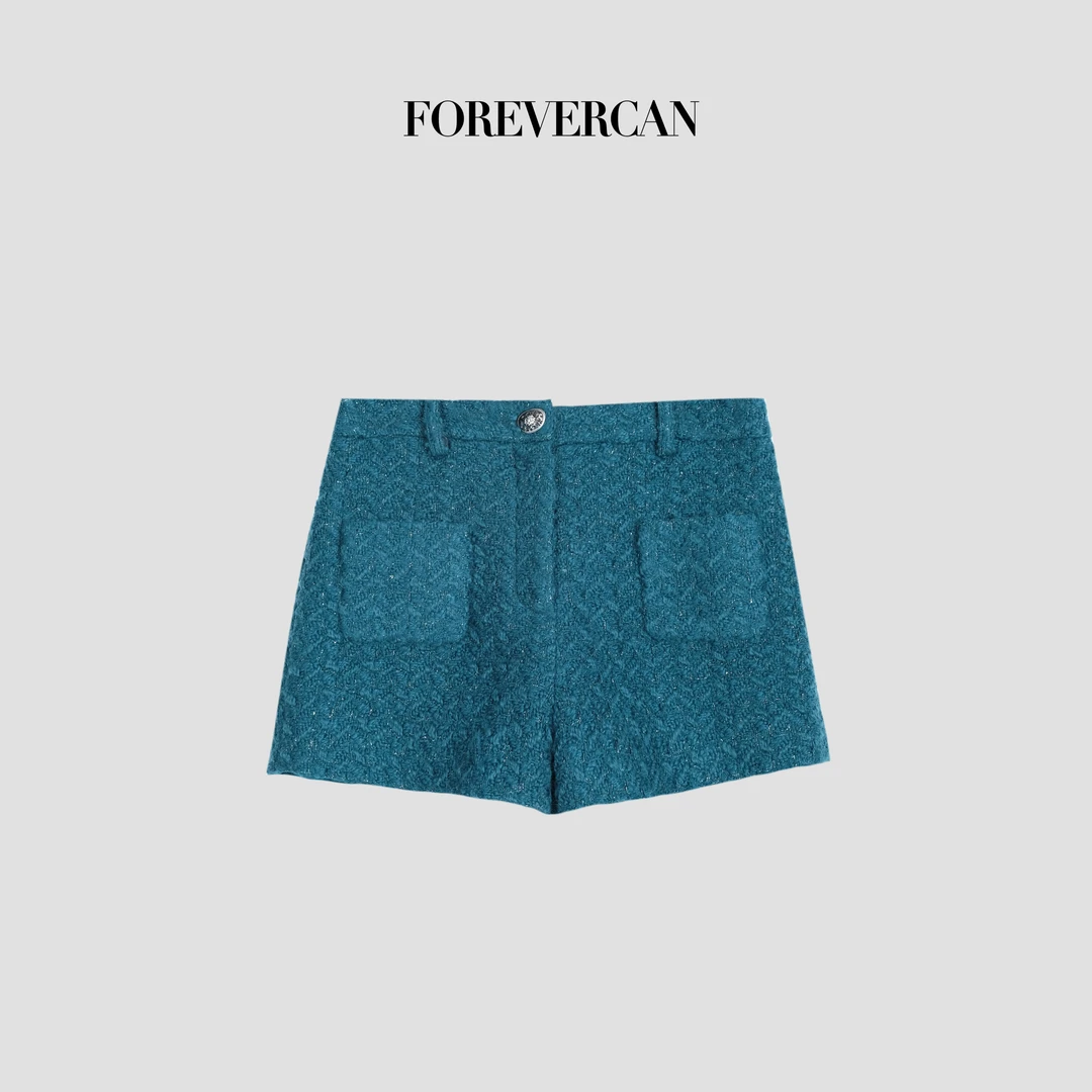 FOREVERCAN“蓝调乐章”客定美丽诺羊毛粗花呢短裤SP22947