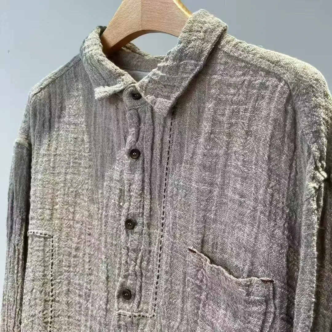 静一棉麻【逸尘】#250224 皱料衬衫