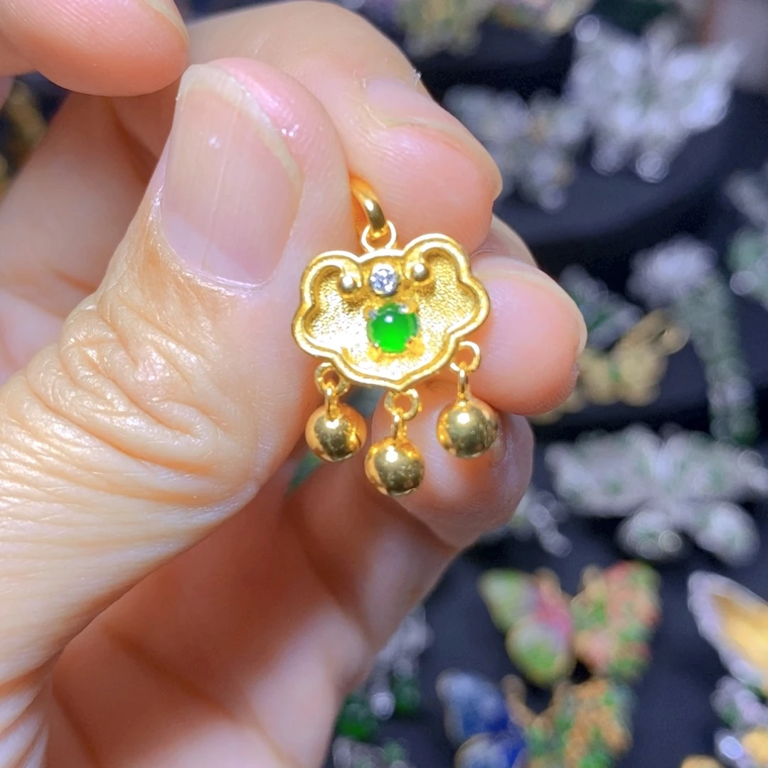 翡翠银S925镶嵌颈饰天然翡翠