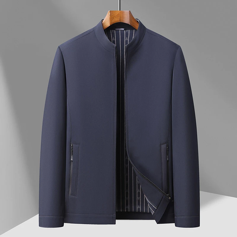 立领宽松男外套50-60岁中年夹克衫男士商务夹克拉链休闲薄款爸爸