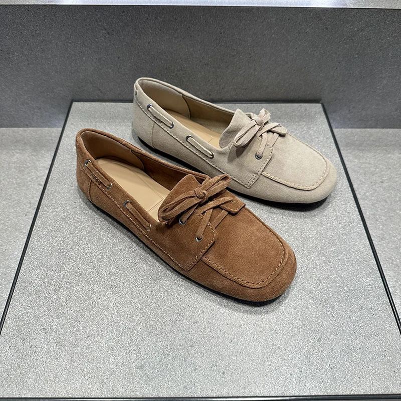 CHELTS&KALTH女鞋25春新款71900011复古豆豆鞋蝴蝶结圆头平底单鞋