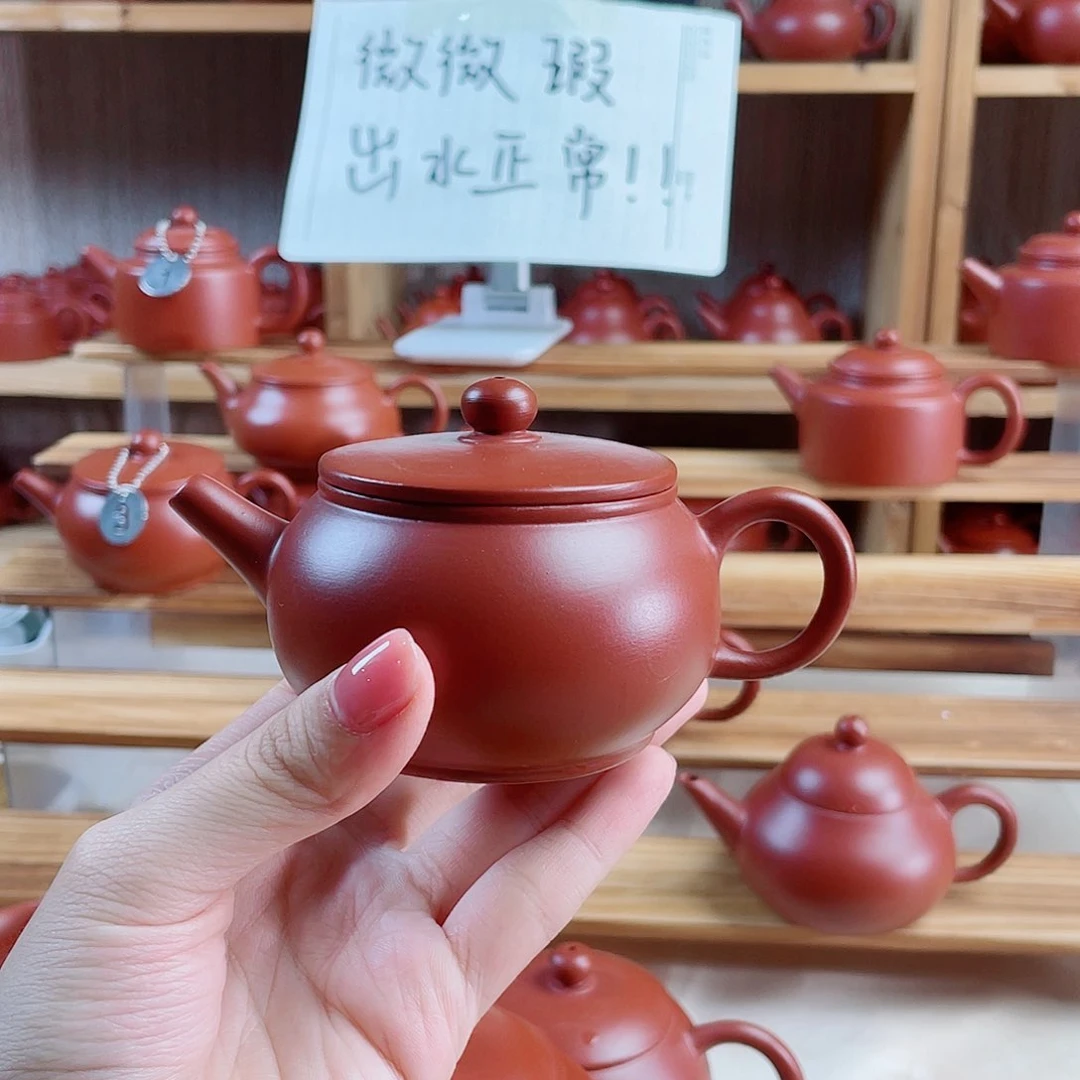 潮州朱泥壶古壶130毫升 壶底微瑕