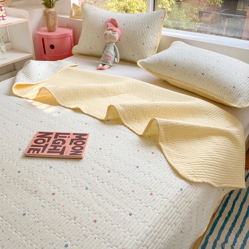 A类云感双层纱夹棉床盖三件套单件四季通用榻榻米宿舍床单褥子