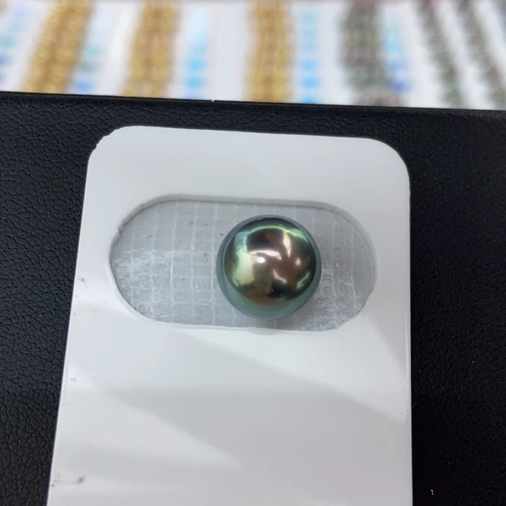 海水珍珠裸珠未镶嵌10.7mm正圆大溪地极光孔雀绿