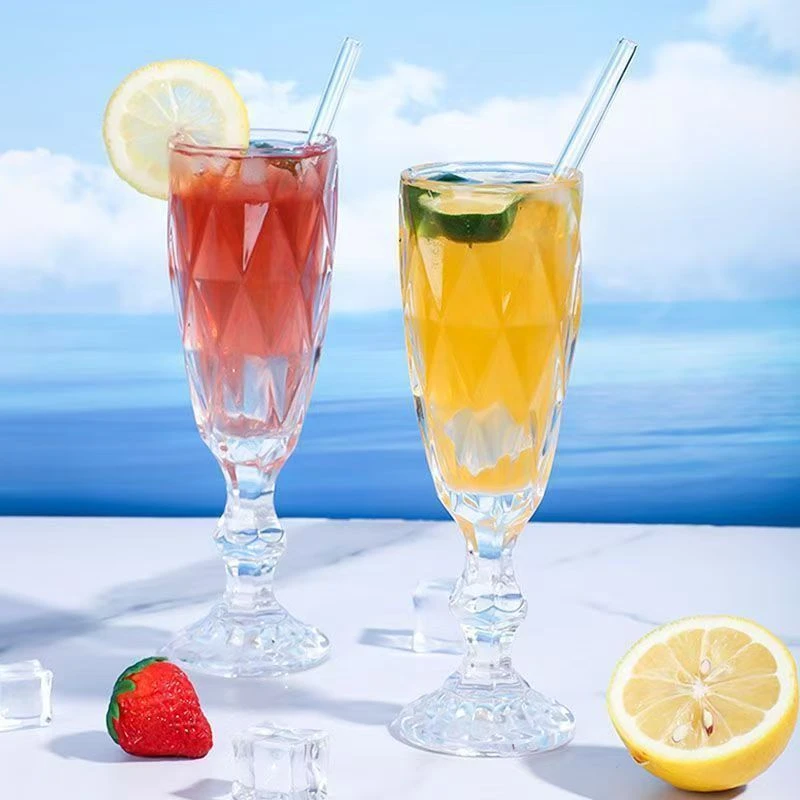 ins风香槟杯高级感红酒杯家用葡萄酒杯复古款玻璃浮雕微醺高酒杯