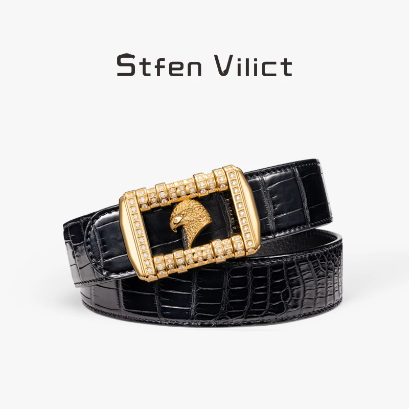 威廉史蒂芬皮带男士真皮腰带鳄鱼皮皮带百搭裤腰带男士皮带腰带