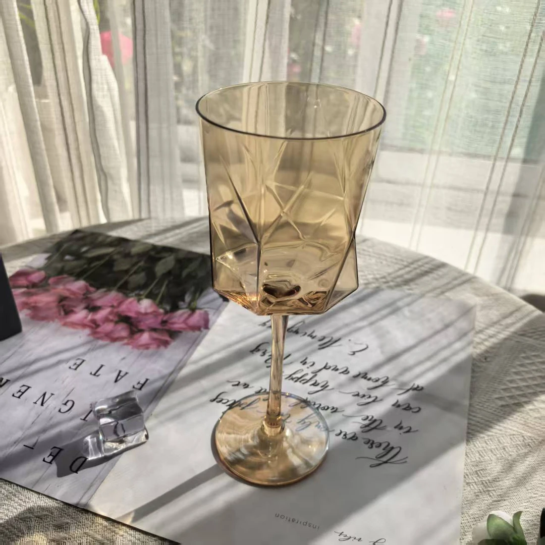 惊喜家复古风格异形高脚杯红酒杯葡萄酒杯香槟杯琥珀色酒杯家用