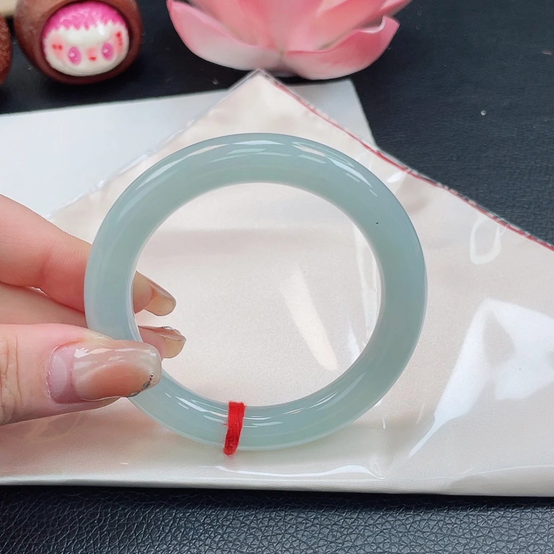 翡翠未镶嵌手镯55圆条冰胶蓝晴冰绿