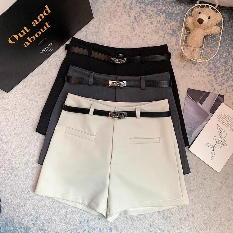 辣妹风休闲短裤女2025春夏季高腰显瘦小个子A字阔腿西装外穿靴裤