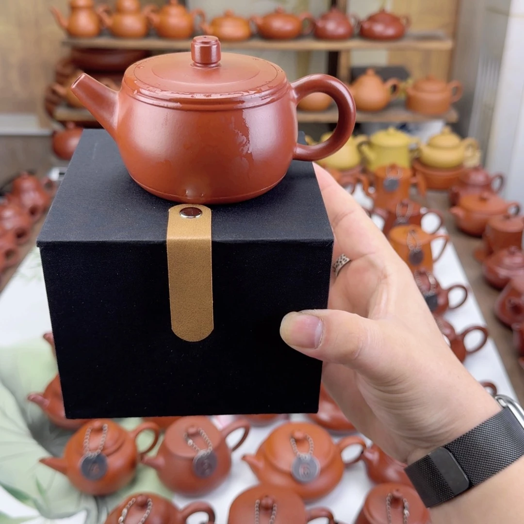 茶壶紫砂会**猫160cc大红袍内嵌石鼓壶