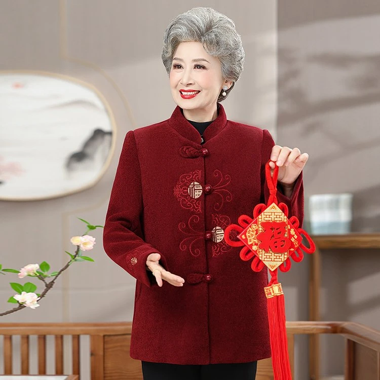 中老年人外套女春秋款奶奶喜庆生日唐装妈妈婚宴太太婆舒适衣服