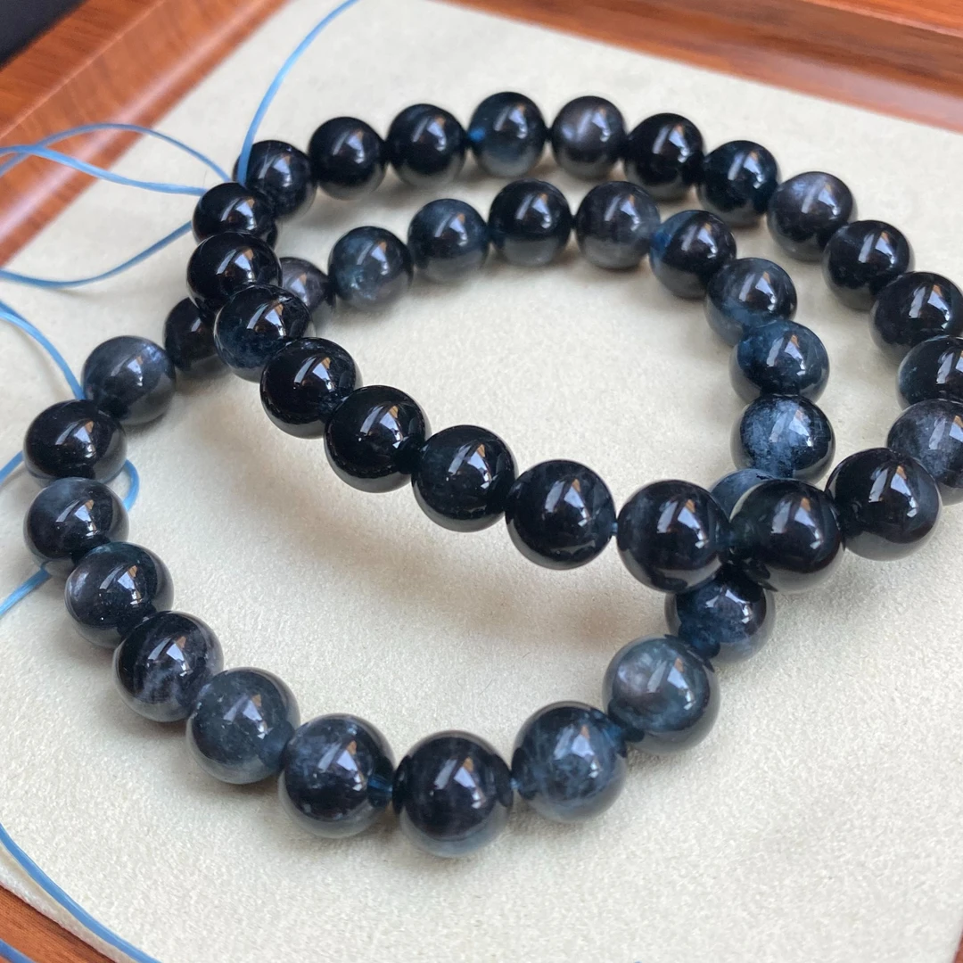 黑爆闪海蓝宝单圈手链多样性发其一【木槿花】014