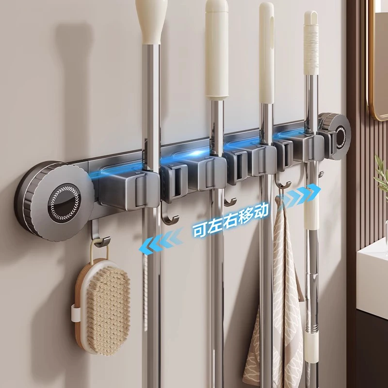 吸盘拖把壁挂夹免打孔门后挂钩扫把拖布固定置物架卫生间各种神器