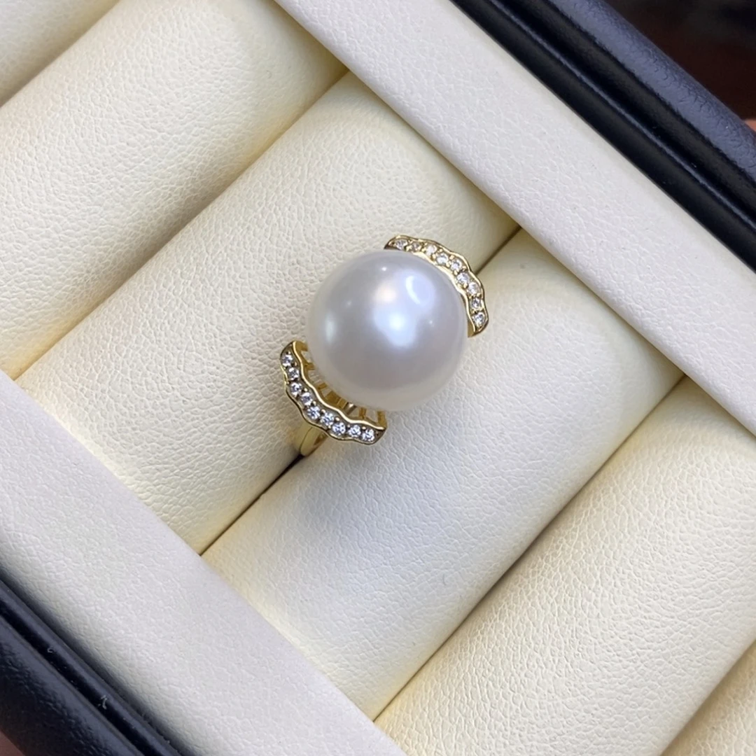 做***荷淡水珍珠戒指银S925镀金镶嵌特价