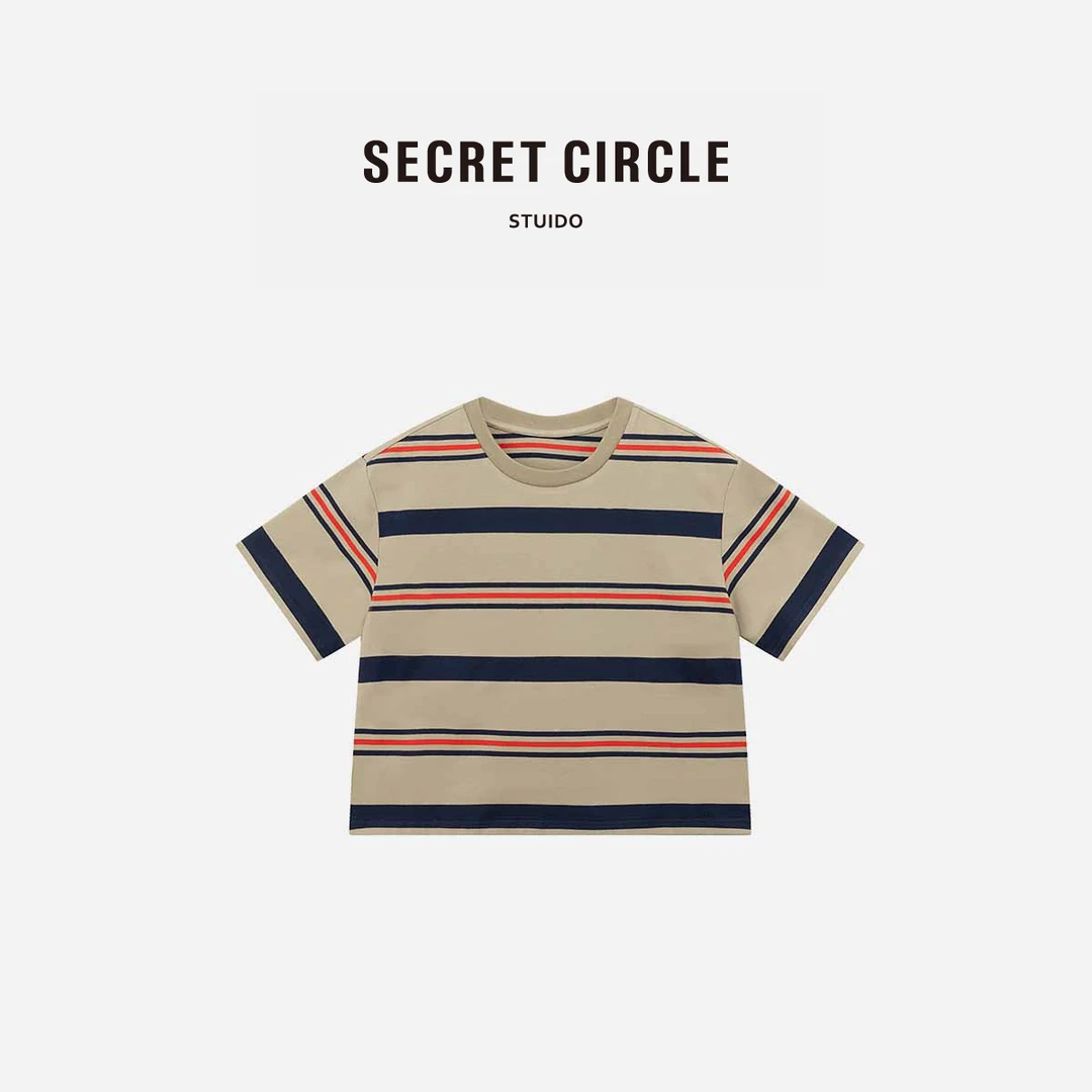 "法西兰"夏季设计感条纹短袖圆领上衣 B1109