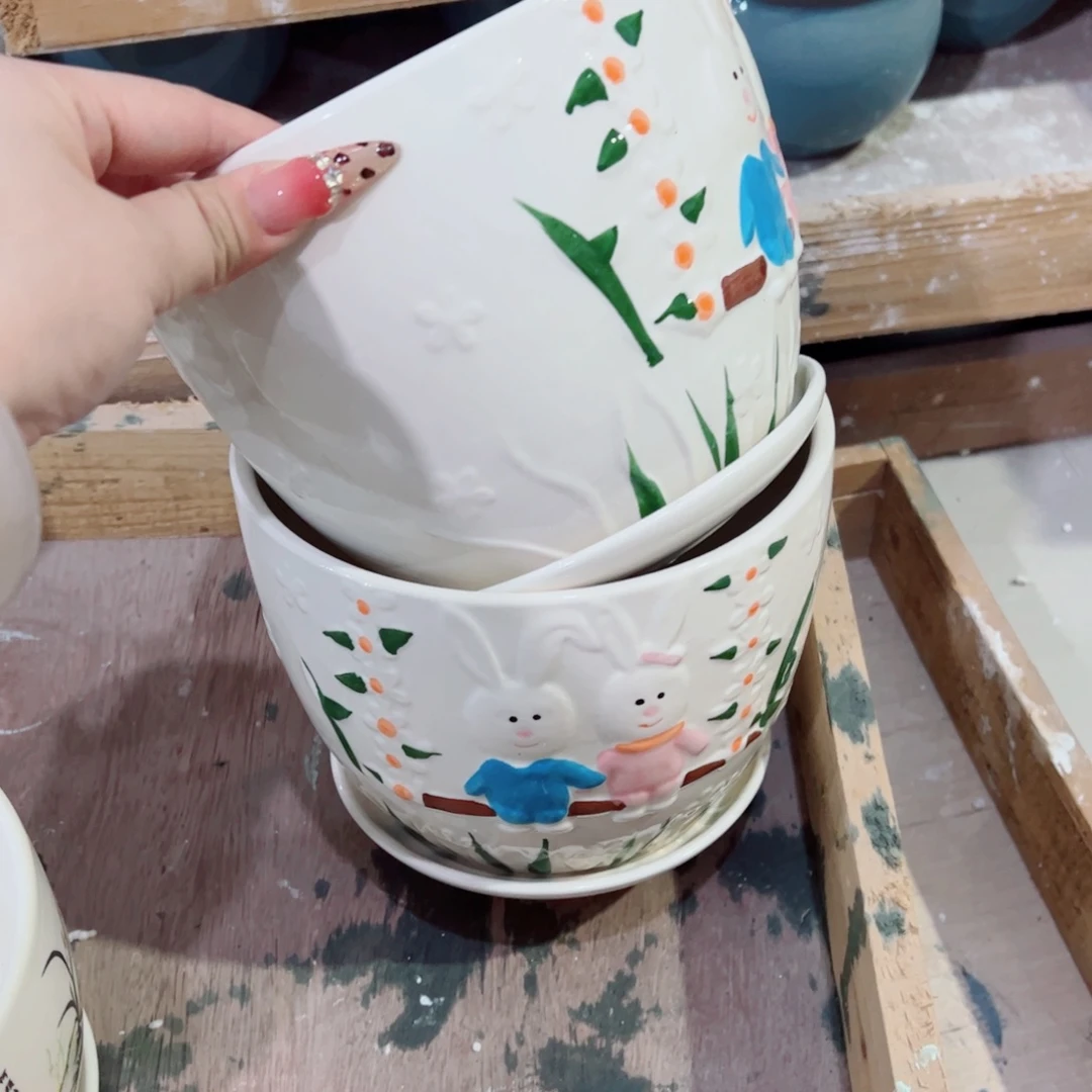 有孔，陶瓷花盆满10米包邮发货