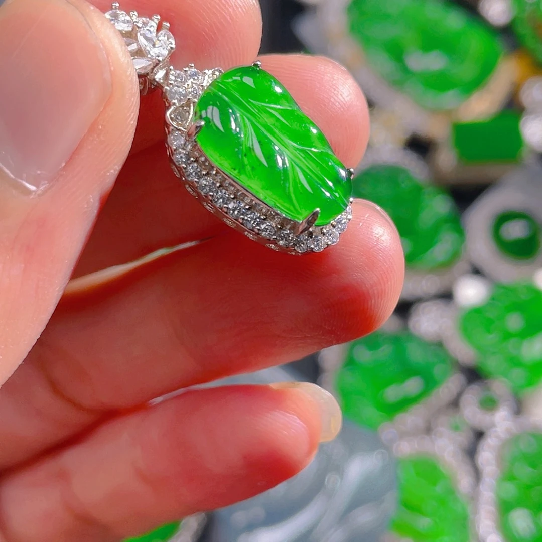 翡翠银S925镶嵌吊坠(不含链)