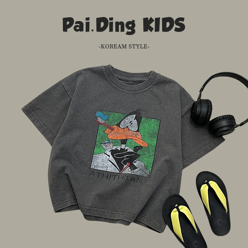 【小首尔】Q6现货-儿童韩版潮流卡通宽松百搭套头短袖T恤SJ2795