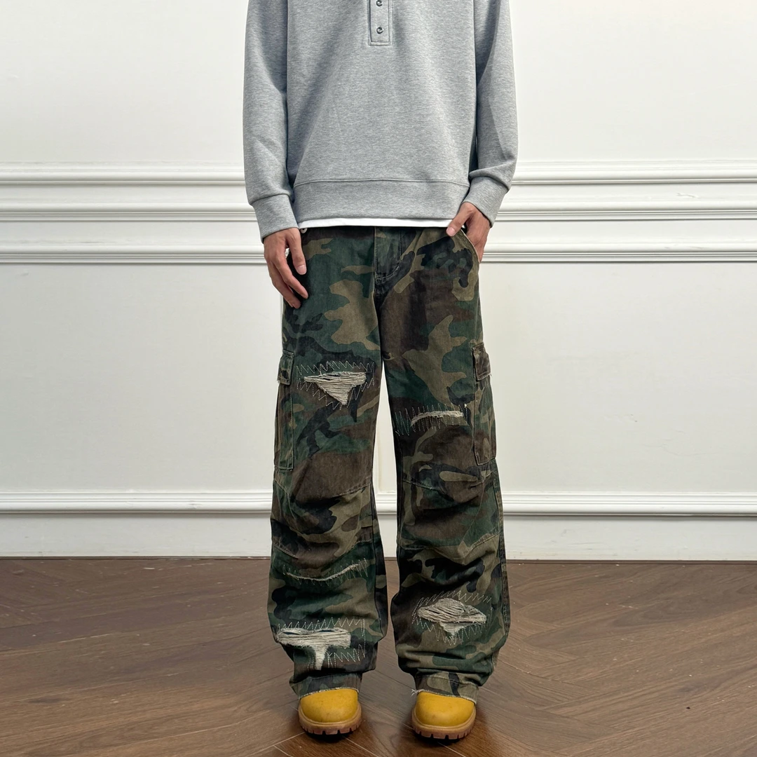 DeweLvum匠心制作！一眼就爱上!新款潮牌直筒宽松透气迷彩休闲裤男