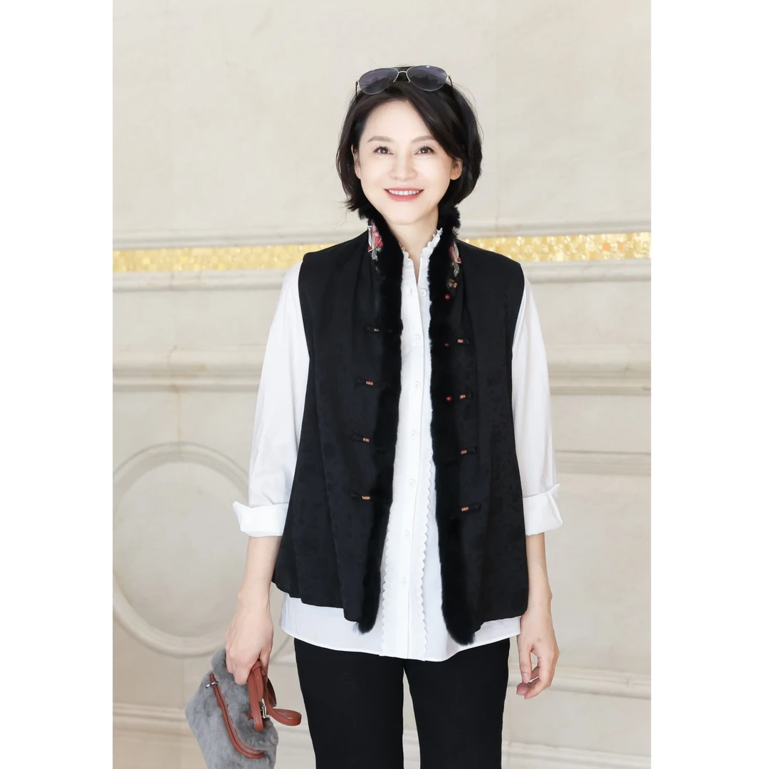 我是摩羯 经典黑红双色双面可穿新中式复古国风文艺背心马甲